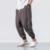 Men's Linen Harem Pants With Drawstring Waist And Pockets