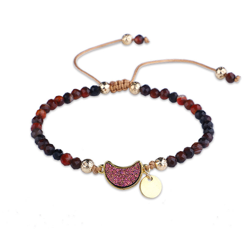 Crystal Charm Lucky Bracelet with Faceted Stone Beads