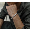 Tibetan Om Mani Padme Hum Heart Sutra Cuff Bracelet Silver Tone
