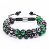 Natural Tiger Eye Black Magnetite Double Row Beads Bracelet