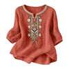 Women's Embroidered Boho T-Shirt, Spring Cotton Blend Top