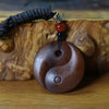 Yin Yang Wood Pendant Necklace, Hand Carved Jujube or Peach Wood