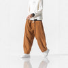 Men's Corduroy Harem Pants with Drawstring Waist and Pockets
