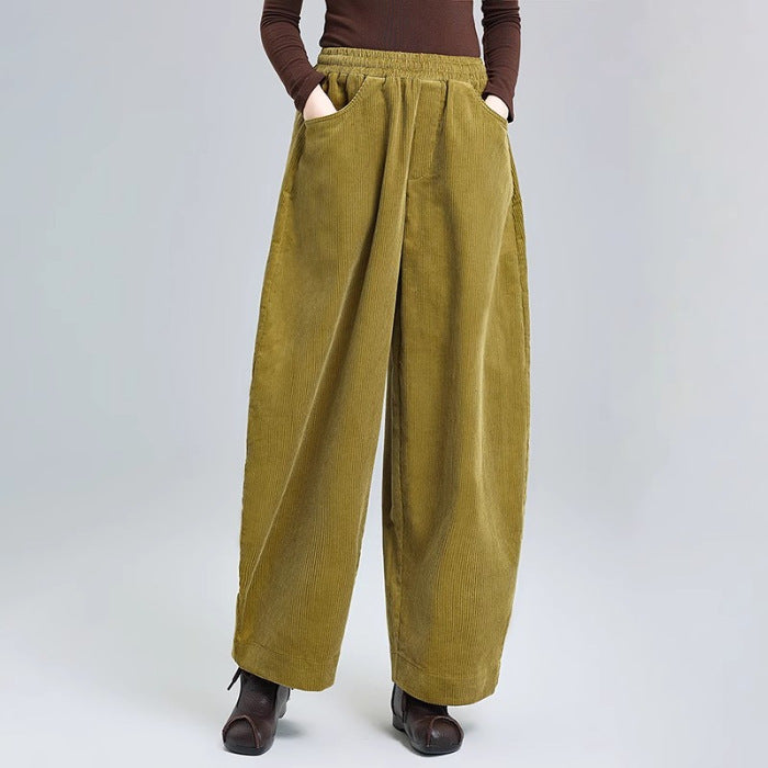 Women's Corduroy Harem Pants with Pockets