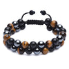 Tiger Eye Black Agate Evil Eye Double Row Bracelet