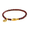 Garnet Bracelet with Gold-Tone Charm, Handwoven Beaded Jewelry