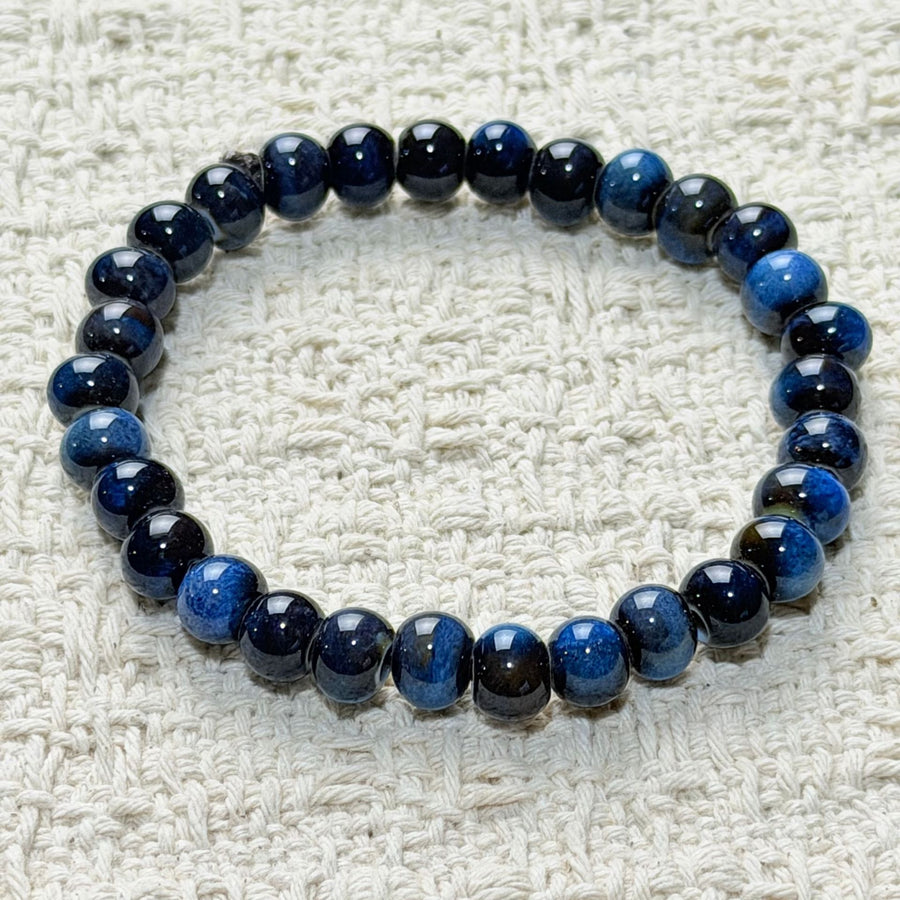 Ceramic Bead Bracelet, Handmade Stretch Elastic Band