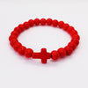 Cross Charm Beaded Bracelet with Stone or Lava Rock