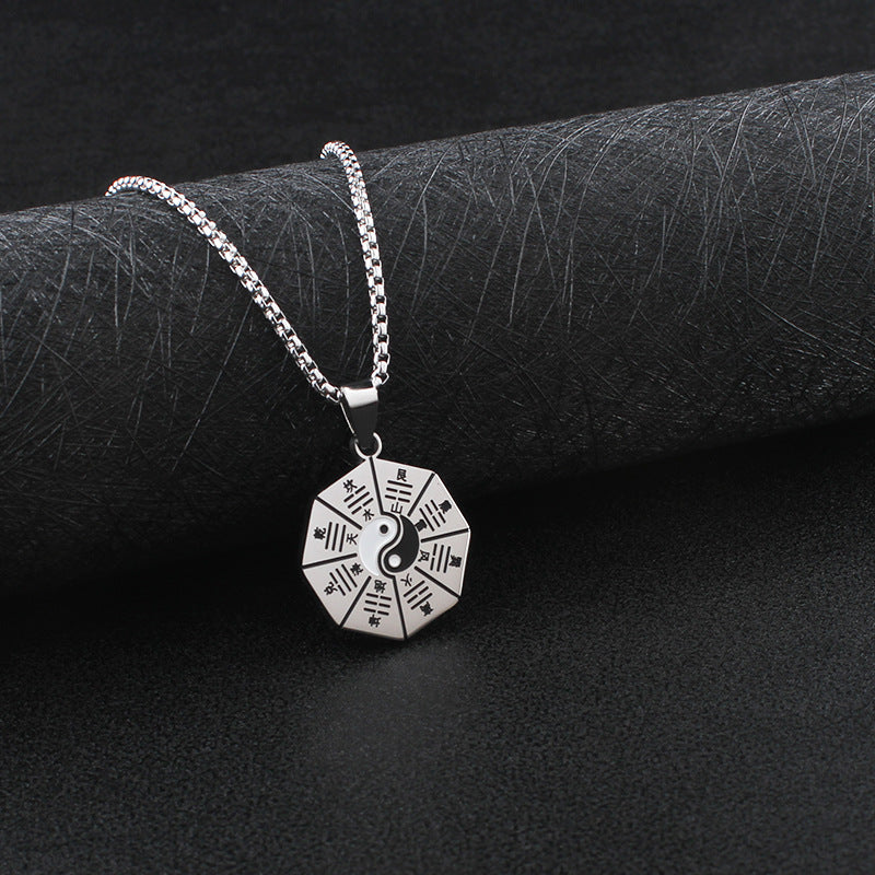 Bagua Yin Yang Titanium Steel Balance Necklace Pendant