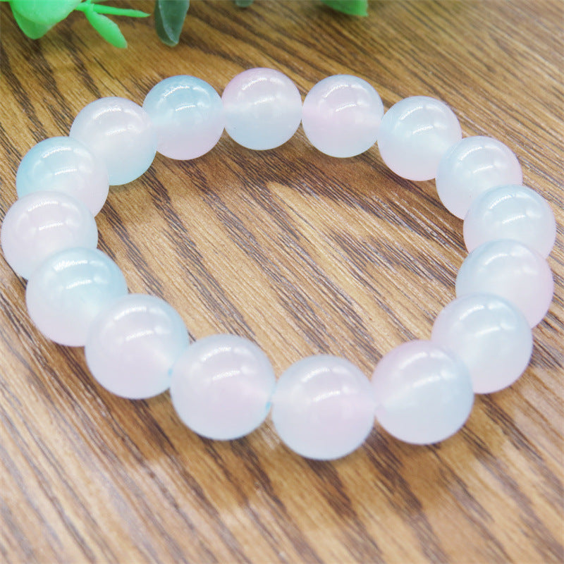 Ice Glass Bead Bracelet, Handmade Pastel Stretch Wristband