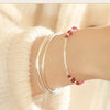 925 Sterling Silver Bamboo Red String Bracelet with Agate
