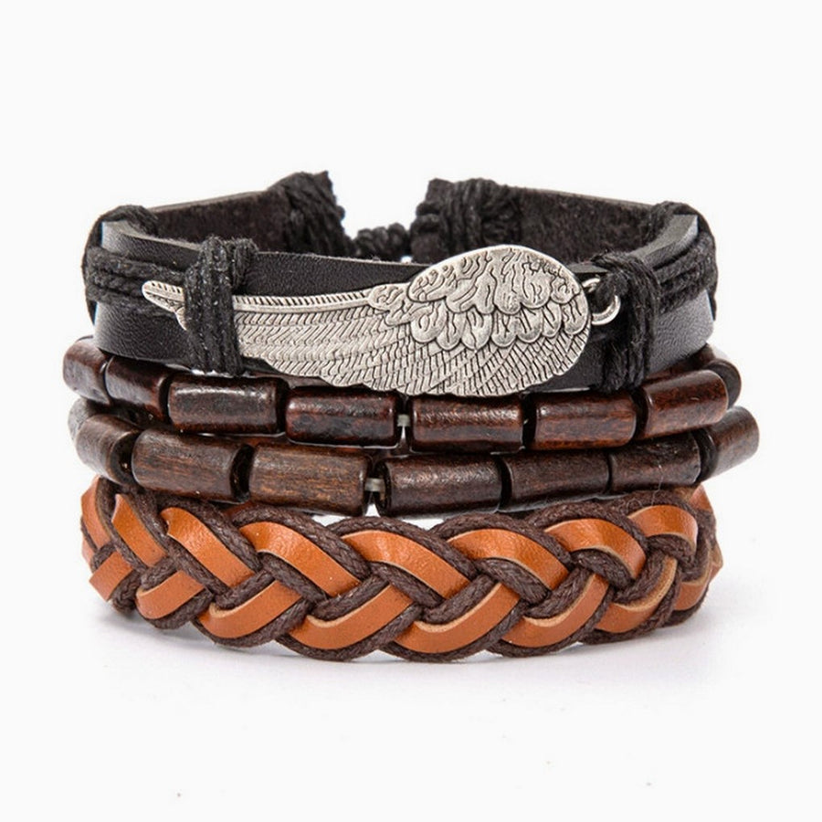 Wrap Leather Bracelet Set Vintage Braided Multi-Layer