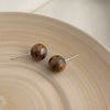 Tiger Eye Stud Earrings, Vintage Geometric Style