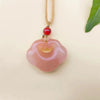 Cloud Lock Pendant Necklace in Tianshan Jade and Golden Silk