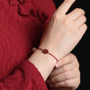 Natural Cinnabar Four Leaf Clover Red String Bracelet