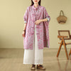Printed Cotton Women's Coat With Frog Buttons and Pockets