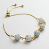 Gold-Tone Wire Wrapped Gemstone Bead Bangle Bracelet