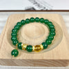 Green Agate Bracelet with Gold-Tone Snake Charm