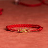 Handmade Red String Bracelet with Love Knot and Flower Charm