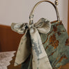 Velvet Jacquard Crossbody Bag with Metal Handle