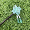 Floral Wood Hairpin with Tassel, Traditional Chinese Style