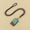 Tibetan Thangka Pendant Necklace, Ebony Wood Rope