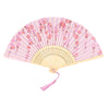Silk and Bamboo Folding Fan, Hand Painted Floral Design