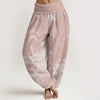 Women's Cotton Harem Pants with Elastic Waist and Floral Print
