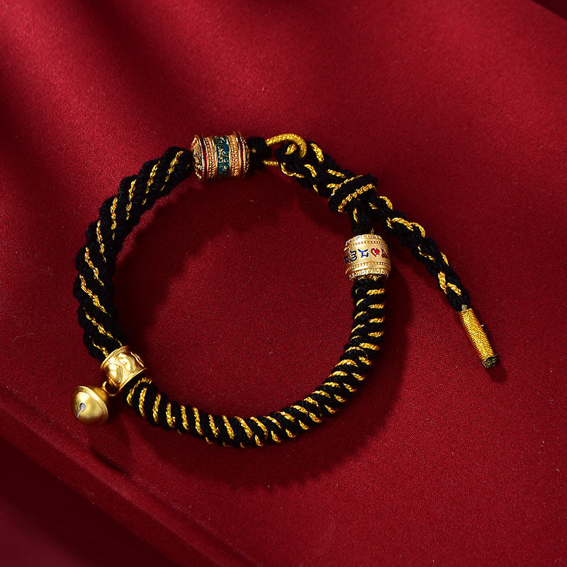 Handwoven Tibetan Style Corn Knot Bracelet with Bell