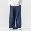 Men's Wide Leg Pants Solid Color Corduroy Trousers With Pockets