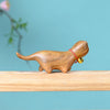 Carved Wood Cat Figurine with Bell - Cute Animal Desk Decoration