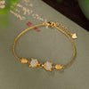Sterling Silver Fox Bracelet with Natural Jade
