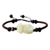 White Jade Pixiu Bracelet with Cord and Beads