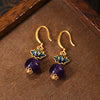 Lotus Drop Earrings with Natural Amethyst