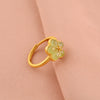 Plum Blossom Jade Flower Ring, Adjustable Copper Band