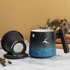 Ceramic Tea Cup with Infuser and Wooden Handle