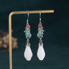 FengShui White Jade Luck Drop Earrings