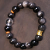 Silver Sheen Obsidian Bracelet with Gold-Tone Charm
