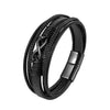 Handmade Leather Bracelet with Titanium Steel Buckle