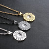 Three stainless steel necklaces with octagonal Bagua and Yin Yang pendants in gold, black, and silver tones.