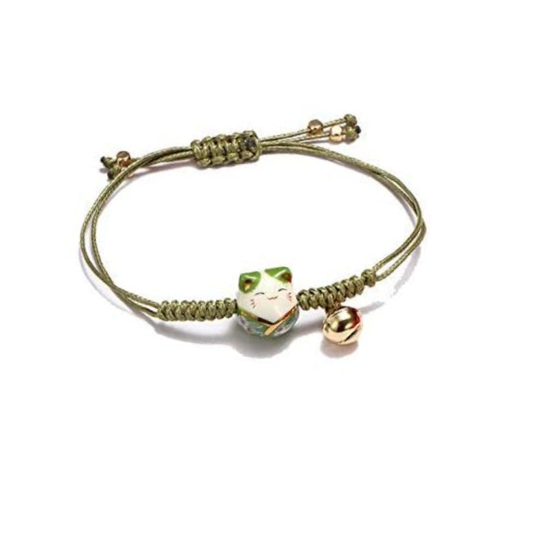 Cat Charm Bracelet with Aquamarine or Bodhi Seed Beads