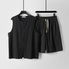 Men's Cotton Linen Vest and Shorts Set, Chinese Style Sleeveless Top