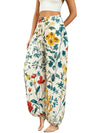 Women's Wide Leg Harem Pants with Elastic Waist, Breathable Polyester