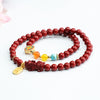Cinnabar Pixiu Bracelet with Gold-Tone Charm