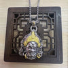 Yellow God of Wealth Pendant Necklace, Copper Buddha Amulet