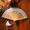 Chinese Style Bamboo Folding Fan with Silk Leaf and Tassel
