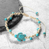 Braided Rope Turtle Bracelet with Beads, Adjustable