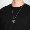 Men's Dragon Necklace, Pure Tin Pendant on Stainless Steel Chain