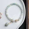 Natural Jade Bracelet with Flower Charm