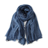 Men's Viscose Scarf with Frayed Edges and Striped Detail